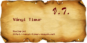 Ványi Timur névjegykártya